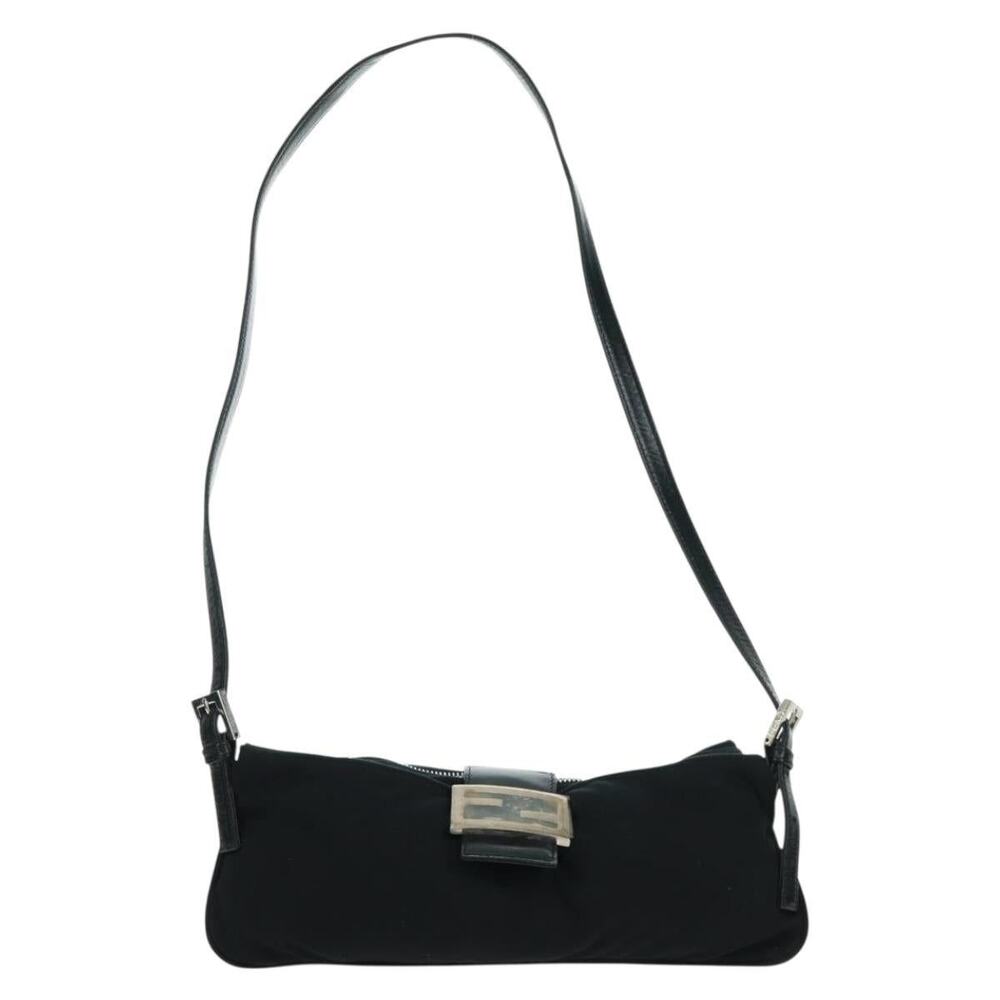 Fendi Nylon Mamma Baguette Shoulder Bag Black